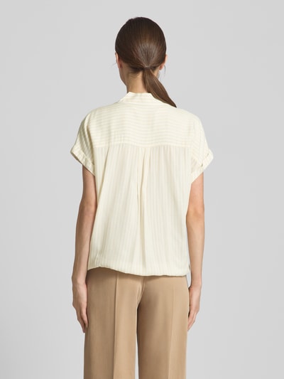 Tom Tailor Relaxed fit blouse met korte mouwen van puur viscose met V-hals Beige - 5