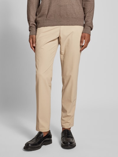 BOSS Tapered fit broek met riemlussen, model 'Genius' Beige - 4