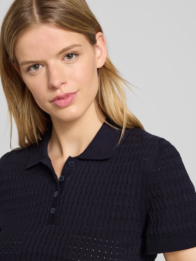 Marc O'Polo Denim Gebreid shirt met polokraag en knoopsluiting Marineblauw - 3