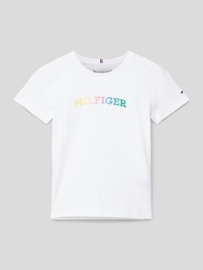 Tommy Hilfiger Teens T-shirt met labelprint, model 'MONOTYPE' Wit - 1