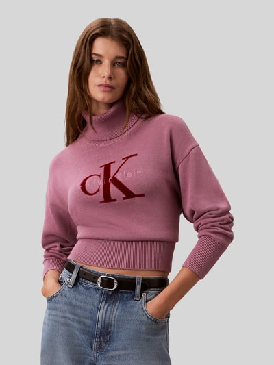 Calvin Klein Jeans Regular Fit Pullover aus reiner Baumwolle Bordeaux 4