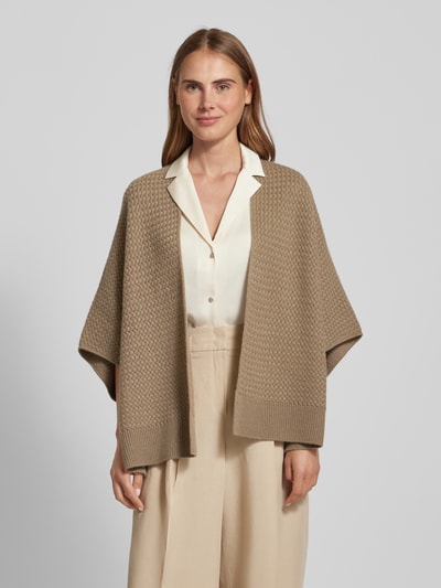 Windsor Kasjmier cardigan met opengewerkte voorkant Taupe - 4