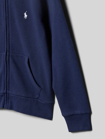 Productfoto, Regular Fit Sweatjack uit katoenmix van Polo Ralph Lauren Teens, look: effen, logo-stitching, ritssluiting, steekzakken, geribde zoom, sweat, kleur donkerblauw