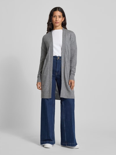 Christian Berg Woman Gebreide lange jas van kasjmier met opgestikte zakken Grafiet gemêleerd - 1