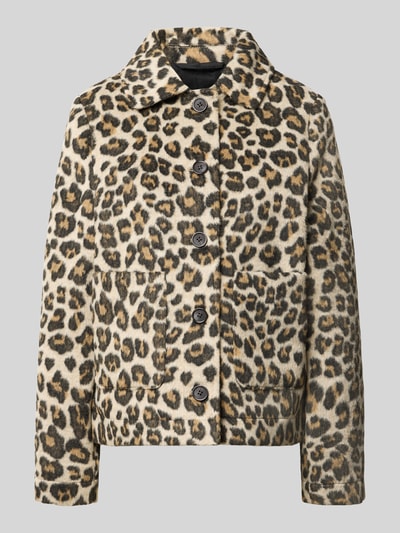 Tom Tailor Regular Fit Webpelzjacke mit Woll-Anteil Mittelbraun Mel 1