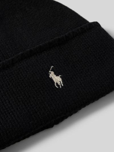 Polo Ralph Lauren Czapka z wełny z detalem z logo model ‘PONY’ Czarny 2