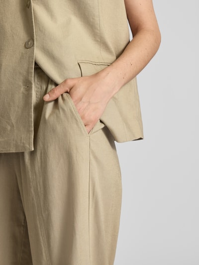 Gestuz Stoffen broek van viscosemix met elastische band, model 'izza' Zand - 3