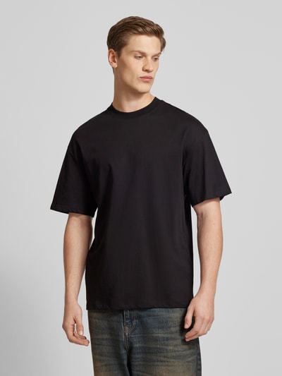 Jack & Jones T-shirt met geribde ronde hals, model 'BRADLEY' Zwart - 4