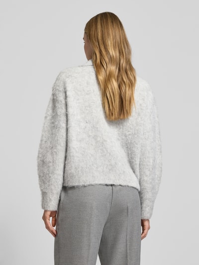 OPUS Gebreide pullover met ribboorden, model 'Pelsie' Lichtgrijs gemêleerd - 5