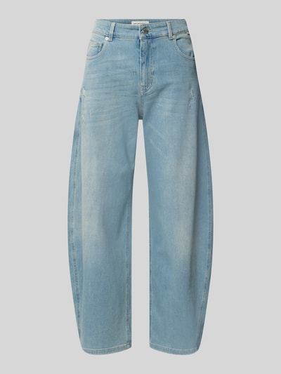 Produktfoto, Barrel Jeans aus Baumwoll-Mix Modell 'Mari leap' von OPUS PANTS, hellblaue Waschung, gerader Schnitt, sichtbare Nähte, Damen Barrel Jeans von OPUS PANTS