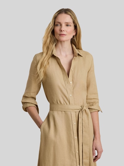 Lauren Ralph Lauren Tailliertes Freizeitkleid aus reinem Leinen Beige 4