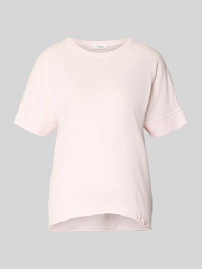 Produktfoto, Relaxed Fit T-Shirt aus reiner Baumwolle von s.Oliver RED LABEL, jasnoróżowy, gładka tekstura, krój relaxed fit, okrągły dekolt, krótkie rękawy, zaokrąglone wykończenie, naszywka z logo, 100% bawełna