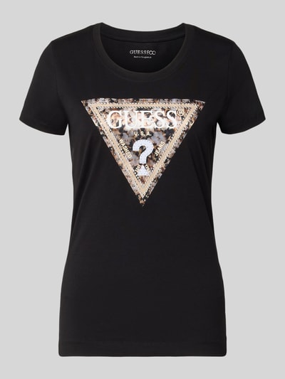 GUESS Slim Fit T-Shirt mit Ziersteinbesatz Black 2