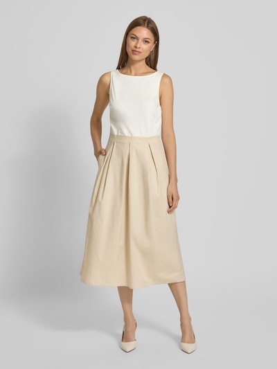 Zero Midikleid aus Viskose-Mix mit Kellerfalten Beige 4