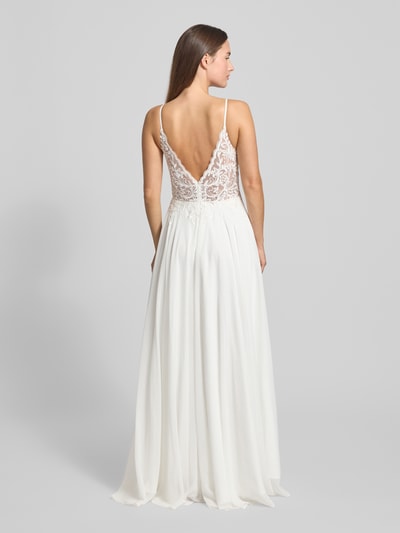 LUXUAR FASHION Bruidsjurk met bloemenmotief met kant Offwhite - 5