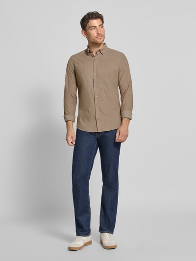 Casual Friday Regular fit vrijetijdsoverhemd met button-downkraag, model 'PONTUS' Beige - 1