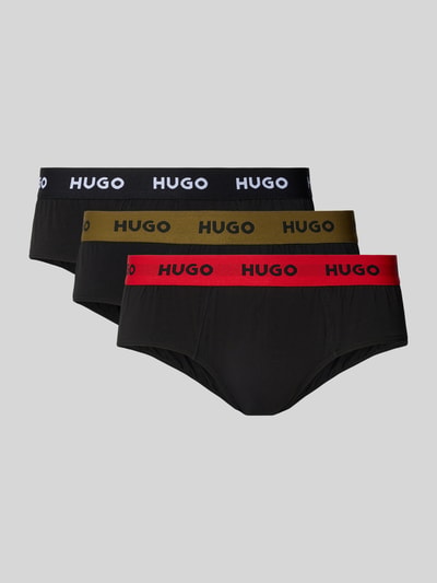 HUGO Slip van katoenmix met logostitching in een set van 3 stuks Zwart - 1