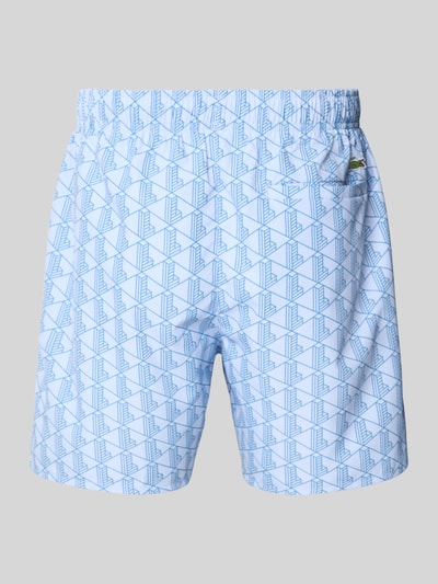 Produktfoto, Badehose mit Logo-Muster von Lacoste in Hellblau mit Optik:Allover-Muster, elastischem Bundabschluss, seitliche Eingrifftaschen, Gesäßtasche, Logo-Stitching, Verschluss:Tunnelzug, schnelltrocknend, inklusive Trockenbeutel.