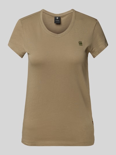 G-Star Raw T-Shirt mit Label-Stitching Modell 'Eyben' Khaki 2