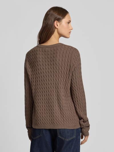 Pieces Regular fit gebreide pullover van viscosemix, model 'FIA' Middenbruin - 5