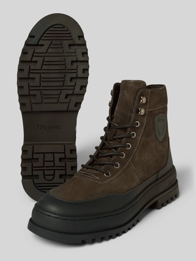 Blauer USA Buty ze skóry model ‘IUKA03’ Ciemnobrązowy 4