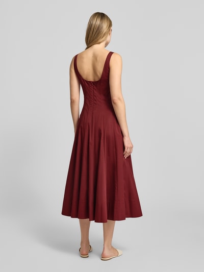 Staud Midikleid mit Karree-Ausschnitt Modell 'WELLS DRESS' Bordeaux 5