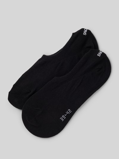 Snocks Kousenvoetjes met labelprint in een set van 2 paar Zwart - 1