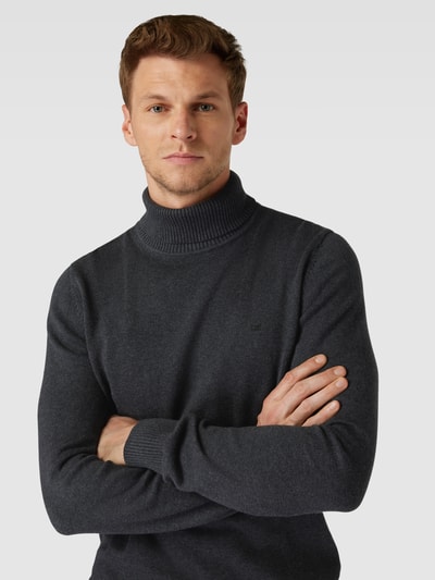 Christian Berg Men Strickpullover mit Rollkragen Dunkelgrau Melange 3