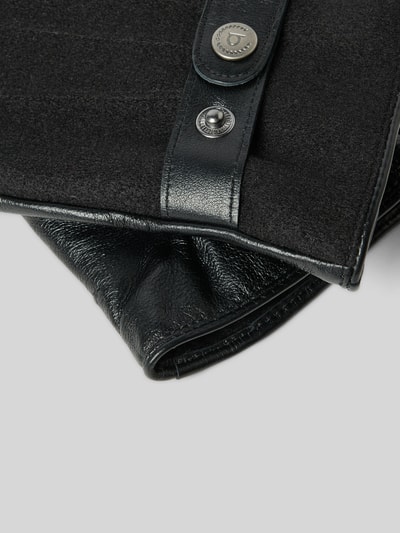 bugatti Rękawiczki z mieszanki tkaniny i skóry owczej z patką Czarny 2