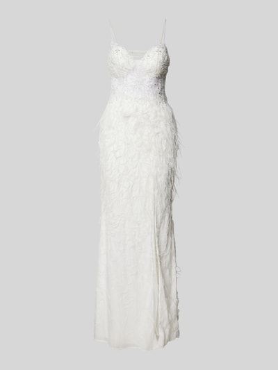 Luxuar Abendkleid mit Fransen Offwhite 2