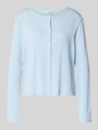 Produktfoto, Comfort Fit Pyjama-Oberteil aus Baumwoll-Mix von Marc O'Polo in hellblau, unifarben, Rundhals, Knopfleiste, langarm, Feinripp-Textur.