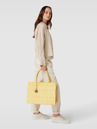 ANOKHI Tote bag met all-over motief Geel - 1