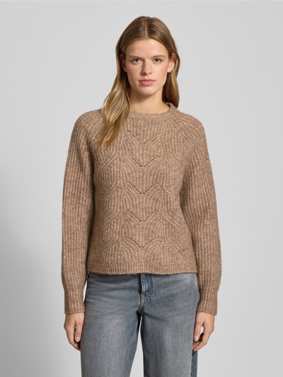 Only Relaxed Fit Strickpullover mit Woll-Anteil Modell 'GILA' Camel Melange 4