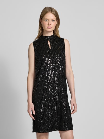 comma Knielanges Kleid mit Paillettenbesatz Black 4