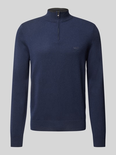 BOSS Gebreide pullover met opstaande kraag, model 'Emarlo' Marineblauw - 2