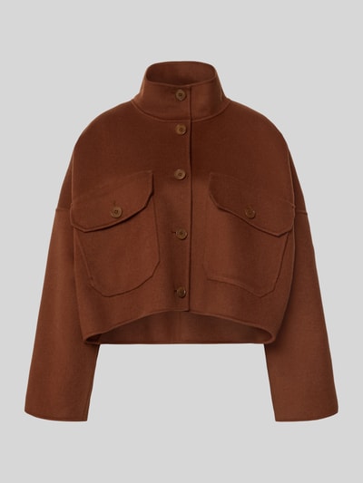 Produktfoto, Boxy Fit Jacke mit Pattentaschen Modell 'ARKLOW' von DRYKORN in Braun, Baumwoll-Mix, strukturierte Oberfläche, Knopfleiste.