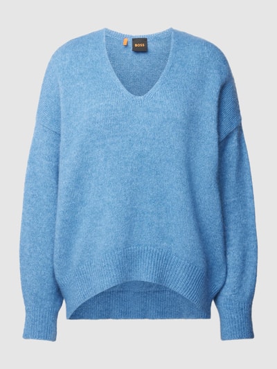 BOSS Orange Strickpullover mit V-Ausschnitt Modell 'Fondy' Rauchblau 2