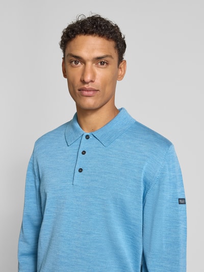 MAERZ Muenchen Strickpullover mit Polokragen und Knopfleiste Hellblau 3