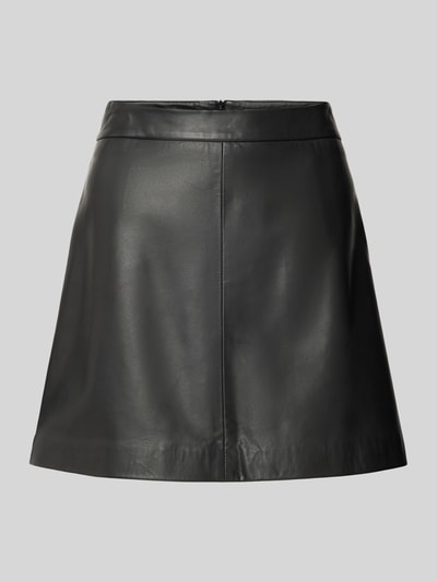 Jake*s Collection Leren rok met deelnaad Zwart - 2