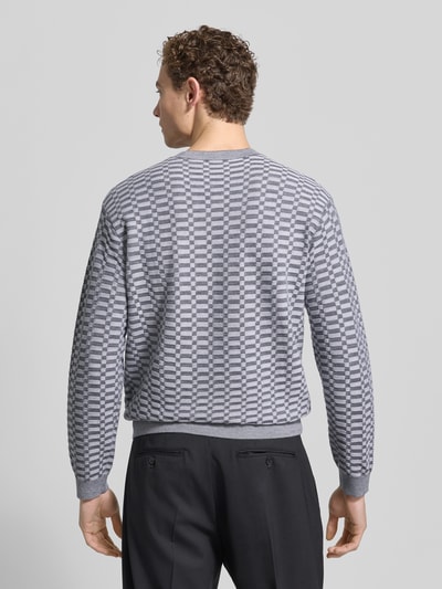 Emporio Armani Strickpullover mit gerippten Abschlüssen Hellgrau 5