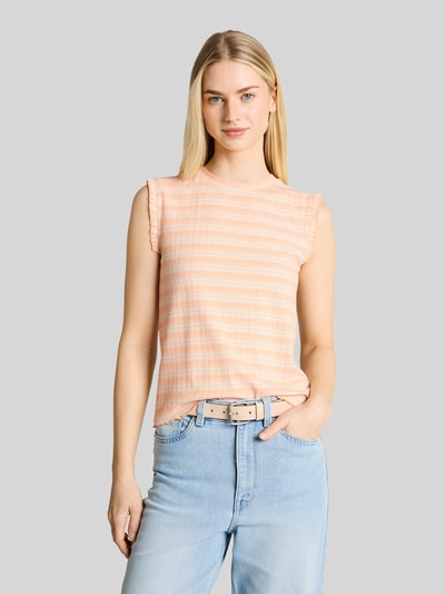 Tom Tailor Denim Slim Fit Top in Rippoptik Apricot 4