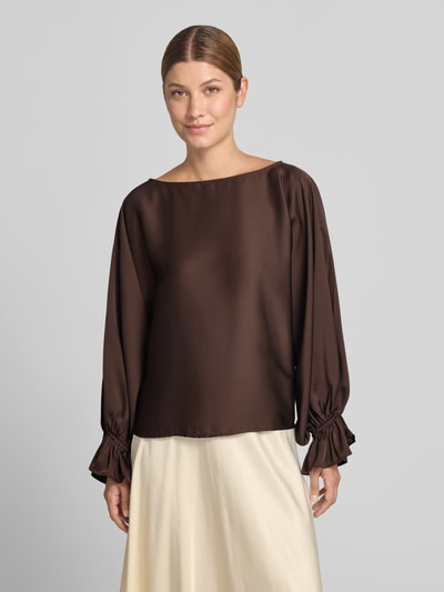 VM by Vera Mont Blusenshirt aus Satin mit Volantärmeln Dunkelbraun 4