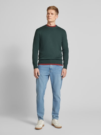 Tom Tailor Denim Gebreide pullover met ronde hals Flessengroen - 1