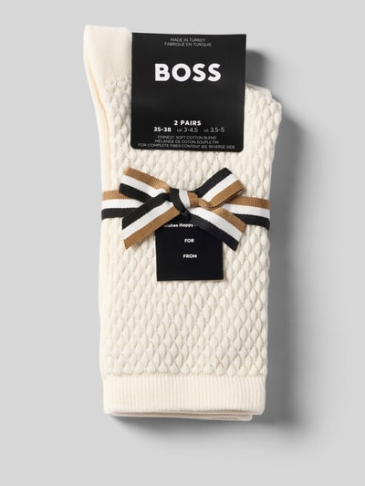 Produktfoto, Socken aus Baumwoll-Mix im 2er-Pack Modell 'ShineDiam' von BOSS, cremeweiß, strukturierte Oberfläche, Damen Socken von BOSS