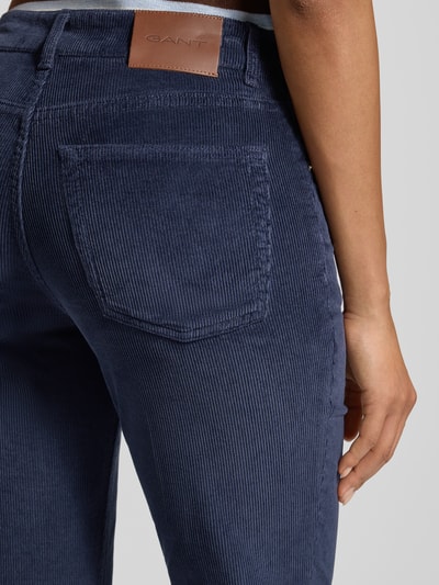 Gant Flared fit corduroy broek in 5-pocketmodel, model 'Cordur' Marineblauw - 3
