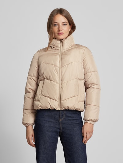 Vero Moda Boxy Fit Steppjacke mit Stehkragen Modell 'LIGARIO' Taupe 4