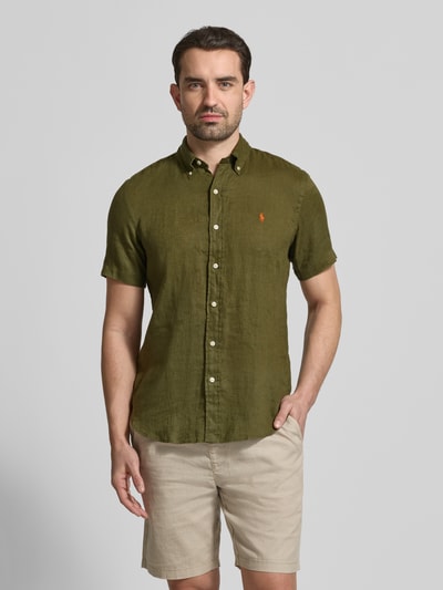 Polo Ralph Lauren Regular fit linnen overhemd met Button-downkraag Olijfgroen - 4