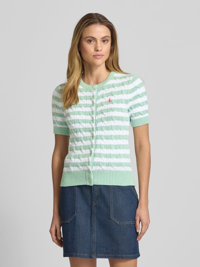 Polo Ralph Lauren Cardigan mit Zopfmuster Hellblau 4