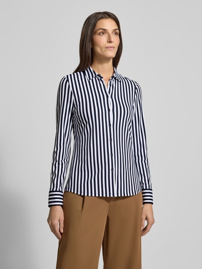ETERNA Slim Fit Bluse mit Knopfleiste Marine 4