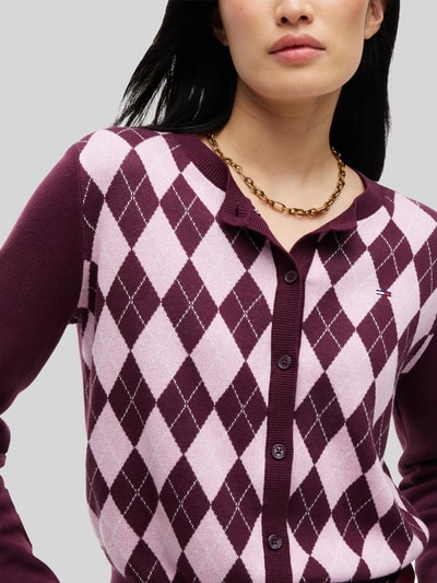 Tommy Jeans Regular Fit Strickjacke aus reiner Baumwolle Bordeaux 3